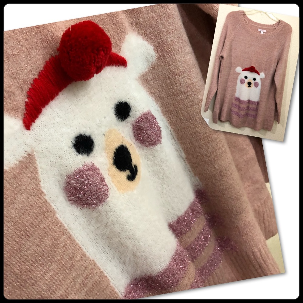 LC Lauren Conrad Furry Graphic Sweater Tunic NWT